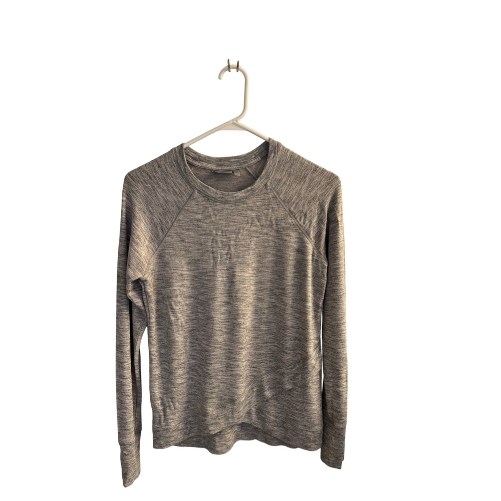 Athleta Sweatshirt Womens XS Gray Heathered Tulip Hem Raglan French Terry Soft